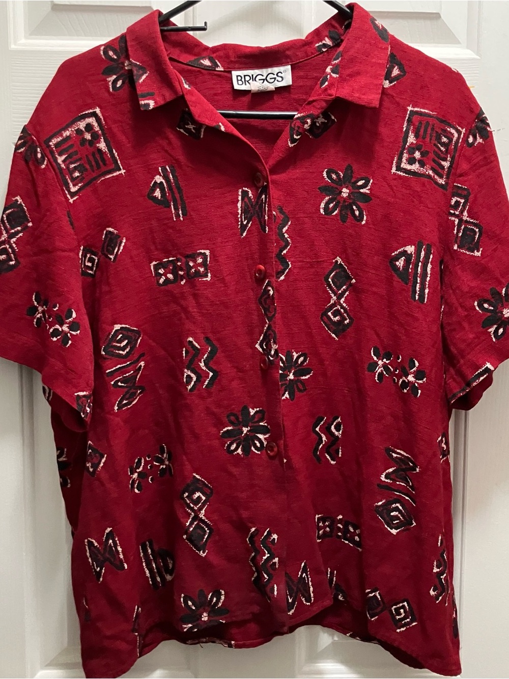 Vintage Briggs Women’s Blouse Red XL Button Up